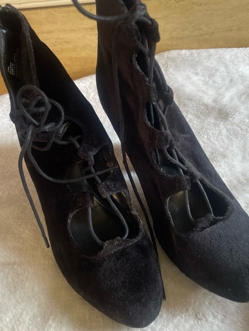 MIA Black Lace-Up Suede Ankle Boots